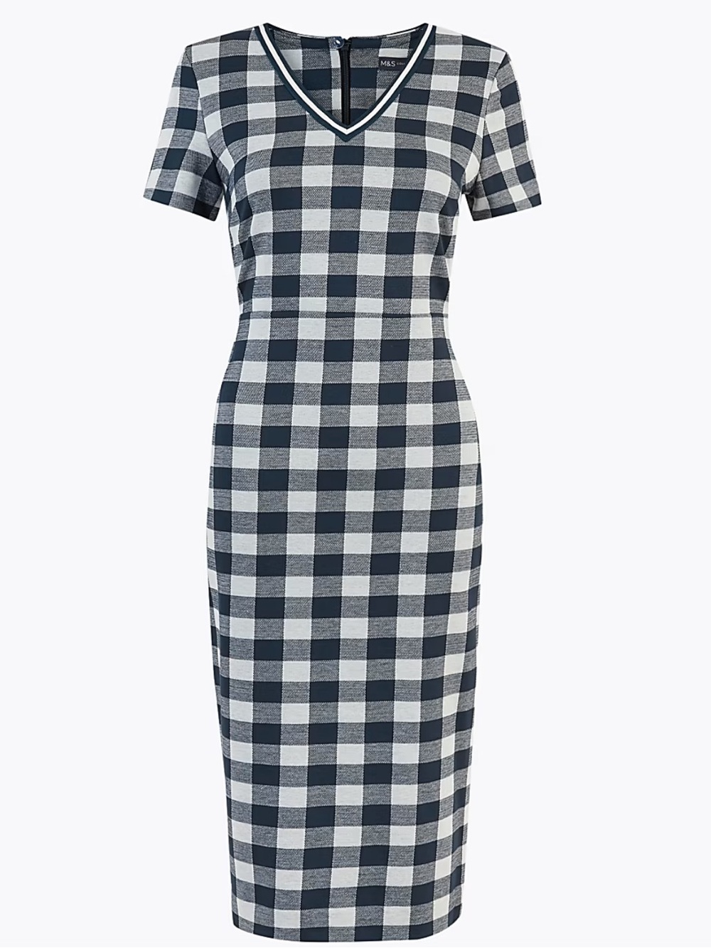 M&S Collection Size 10 Jersey Gingham V-Neck Midi Tailored Dress